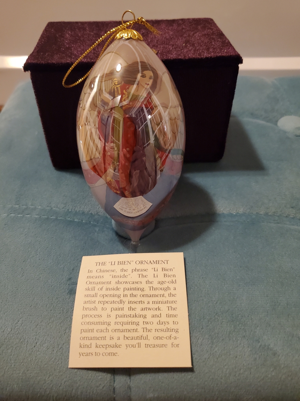 Pier 1 Li Bien Angel Christmas Ornament Hand Painted Glass Vintage